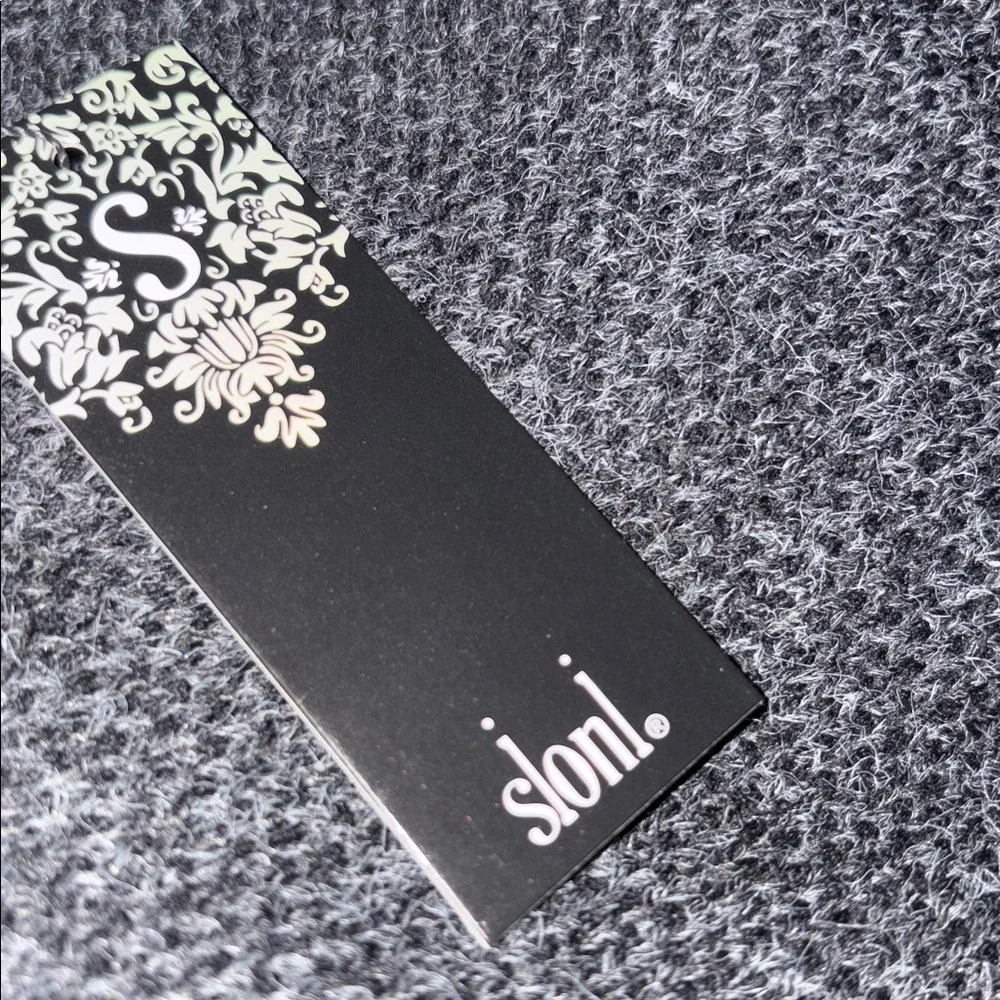 Slonl  Black Patterned Sweater Hooded Cardigan(B 38”L 48”) - Picture 4 of 4